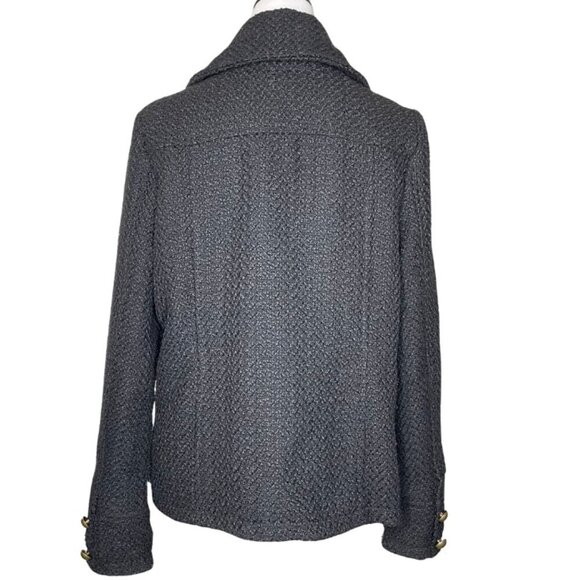 Boy Meets Girl Black Blue Lined Wool Blend Tweed Jacket Gold Button Pockets XL - Picture 3 of 6